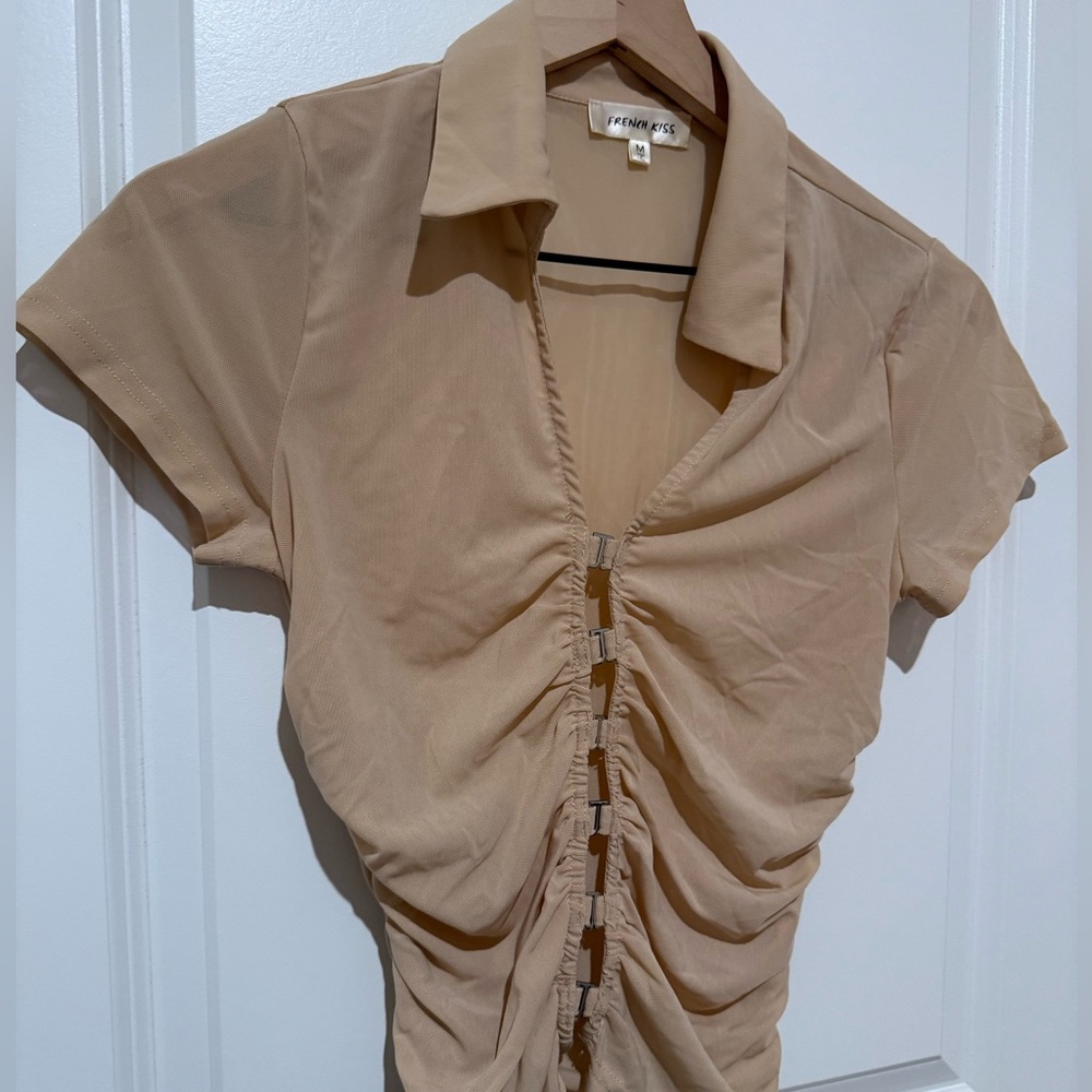 Women's Beige Ruched Top